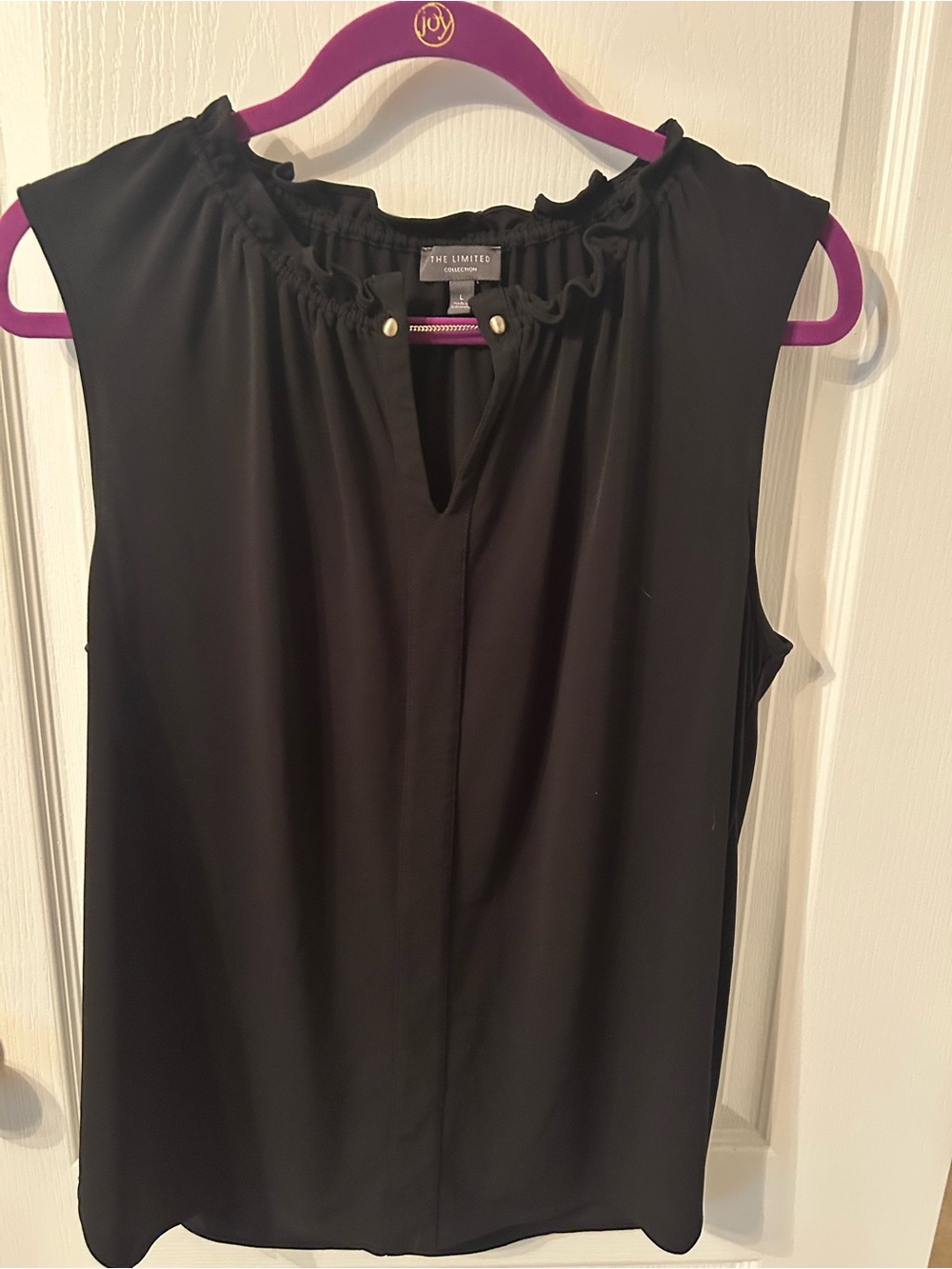 The Limited Black Ruffle-Neck Sleeveless Camisole